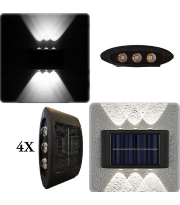 LED välisseinavalgusti 6 LED päikesest laetav, 4 tk