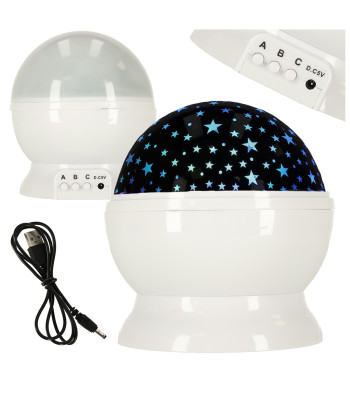 Star Projector Night Light 2in1 USB valge