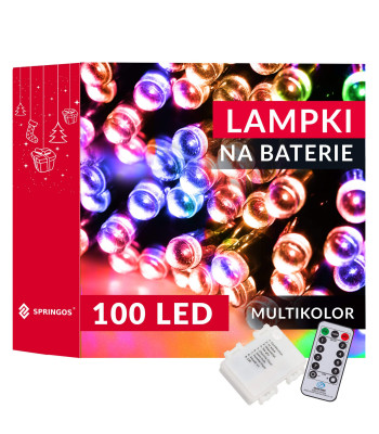 100 LED patareiga mitmevärvilist jõulupuu tuled puldiga Springos CL4036