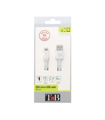 Lame kaabel USB/microUSB 30cm valge