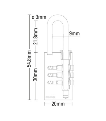 Ripplukk 3-kohaline 20mm