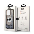 Karl Lagerfeldi ümbris iPhone 14 Pro 6,1 KLHCP14LLNCHCK Must kõva ümbris Liquid Glitter NFT Choupette Head