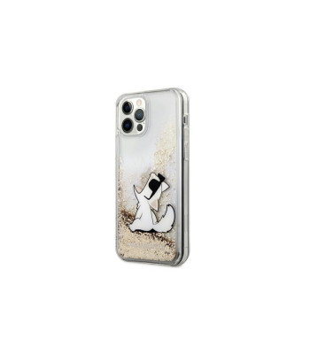 Karl Lagerfeld ümbris iPhone 12 Pro Max 6.7 KLHCP12LGCFD Solid Gold Case Liquid Glitter Choupette Fun