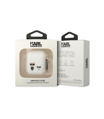 Karl Lagerfeld Etui Airpods 1/2 KLACA2SILKCW valge silikoon Karl - Choupette