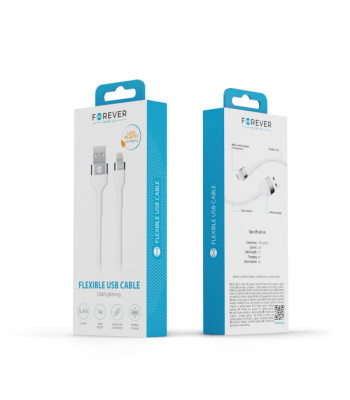 Forever Flexible USB-kaabel - Lightning 1,0 m 2,4A valge