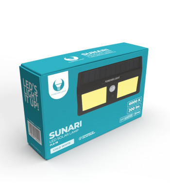 SUNARI päikeselamp LED FLS-18 COB PIR 3W 200lm 800mAh Li-Ion Forever Light