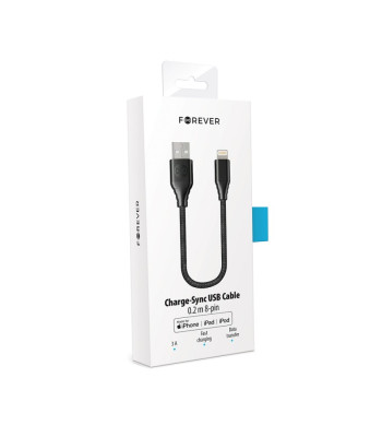 Forever Core MFI kaabel USB - Lightning 0,2 m 2,4A must