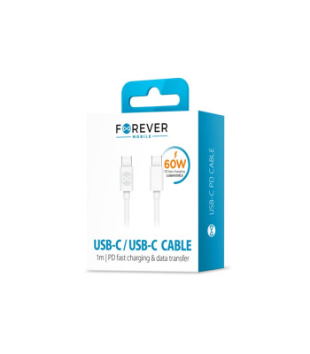 Foreveri kaabel USB-C - USB-C 1,0 m 60W valge