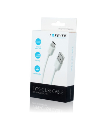 Foreveri kaabel USB - USB-C 1,0 m 2A valge