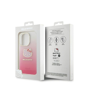 Hello Kitty ümbris iPhone 15 Pro 6.1 roosa kõvaümbrisele IML Gradient Electrop Kitty ümbris pea jaoks