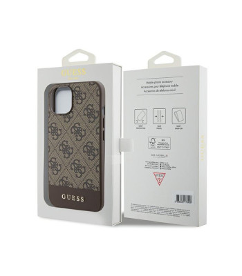 Guess ümbris iPhone 15 6.1 GUHCP15SG4GLBR pruun HC PC/TPU 4G PU ALUMINE TRIIP