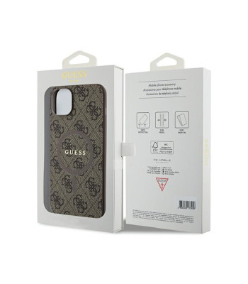 Guess ümbris iPhone 14 6,1 GUHMP14SG4GFRW pruun HC MAGSAFE PU 4G RING CLASSIC LOGO jaoks