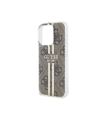 Guess ümbris iPhone 15 Pro 6.1 GUHCP15LH4PSEGW pruun HC IML 4G GOLD STRIPE jaoks