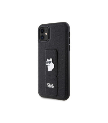 Karl Lagerfeldi ümbris iPhone 11 jaoks KLHCN61GSACHPK HC GRIPSTAND SAFFIANO CHOUPETTE PINS BLACK