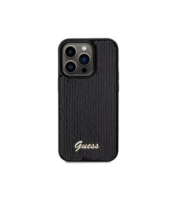 Guess ümbris iPhone 14 Pro Max 6,7 GUHCP14XPSFDGSK HC SEXUIN SCRIPT METAL BLACK jaoks