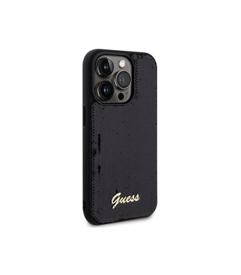 Guess ümbris iPhone 13 Pro Max 6,7 GUHCP13XPSFDGSK HC Sequin SCRIPT METAL BLACK jaoks