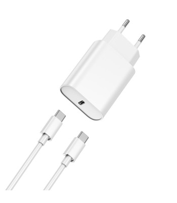 WIWU seinalaadija Wi-U001 PD 20W 1x USB-C valge + kaabel USB-C - USB-C