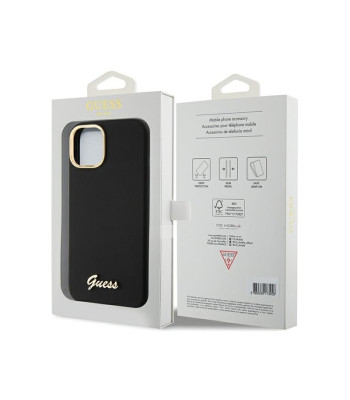 Guess ümbris iPhone 15 6.1 GUHCP15SSMBSLK must HC SILICONE SCRIPT METAL LOGO – RAAM