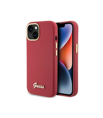 Guess ümbris iPhone 15 6.1 GUHCP15SSMBSLM magenta HC SILICONE SCRIPT METAL LOGO – RAAM