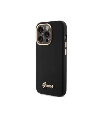 Guess ümbris iPhone 15 Pro Max 6,7 GUHCP15XSMBSLK must HC SILICONE SCRIPT METAL LOGO - RAAM