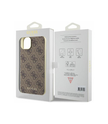 Guess ümbris iPhone 15 Plus 6.7 GUHCP15SGF4GBR pruun kõva ümbris 4G Charms Collection jaoks