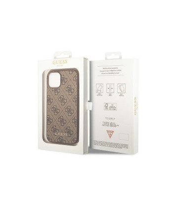 Guess ümbris iPhone 15 Plus 6.7 GUHCP15MG4GFBR pruun kõva ümbris 4G Metal Gold Logo