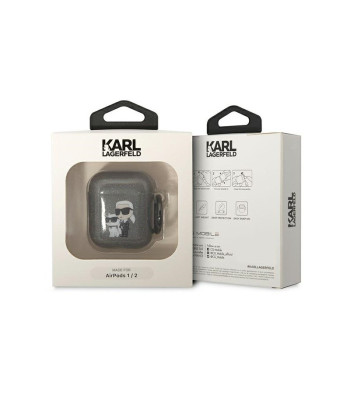 Karl Lagerfeld ümbris Airpodidele 1/2 KLA2HNKCTGK kate must Glitter Karl-Choupette