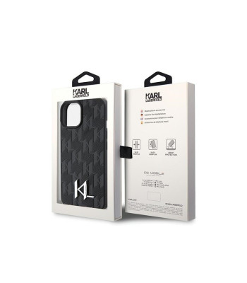 Karl Lagerfeldi ümbris iPhone 15 6.1 KLHCP15SPKLPKLK must HC Hot Stamp Monogram KL Metal Logo