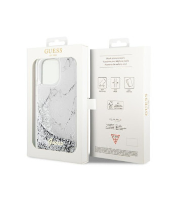 Guess ümbris iPhone 14 Pro Max 6,7 GUHCP14XLCSGSGH valge kõva korpuse jaoks Liquid Glitter Marble