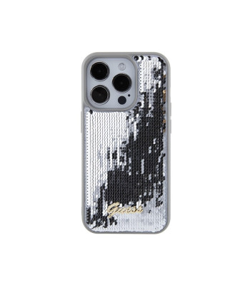 Guess ümbris iPhone 15 Pro 6.1 GUHCP15LPSFDGSS hõbedane HC Sequin Script Metal jaoks