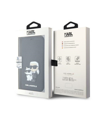 Karl Lagerfeldi ümbris iPhone 14 6.1 KLBKP14SSANKCPK must BT Saffiano Patch Karl-Choupette NFT jaoks