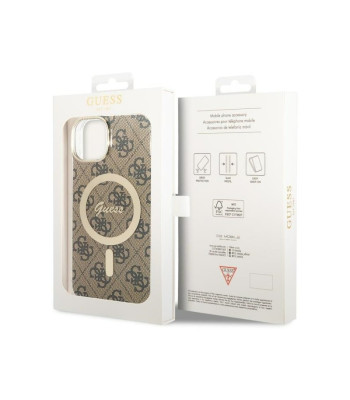 Guess ümbris iPhone 14 6.1 GUHMP14SH4STW pruun kõva ümbris Magsafe IML 4G