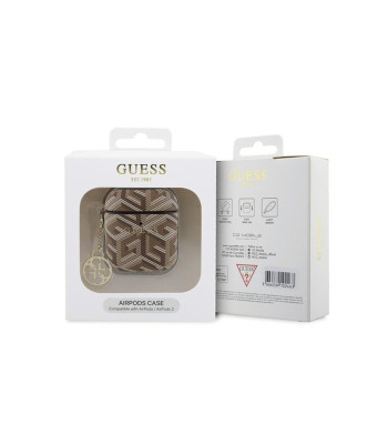 Guess ümbris AirPodidele 1/2 GUA2PGCE4CW pruun Gcube Classic Gold Logo W/Charm