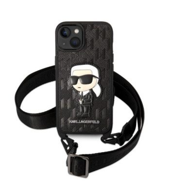 Karl Lagerfeldi ümbris iPhone 14 6.1 KLHCP14SSTKMK must kõva ümbris CB Monogram NFT Ikonik Patch