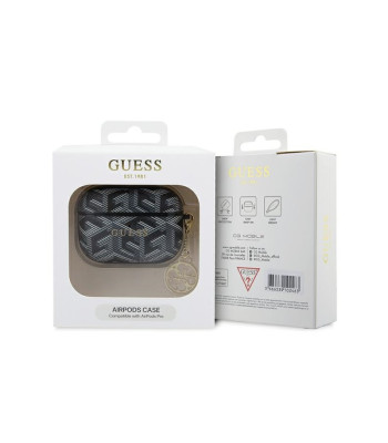 Guessi ümbris AirPods Pro GUAPPGCE4CK must Gcube Classic Gold Logo W/Charm jaoks