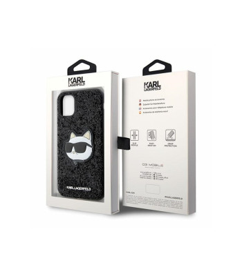 Karl Lagerfeldi ümbris iPhone 11 / XR KLHCN61G2CPK must kõva ümbris Glitter Choupette Patch