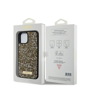 Guess ümbris iPhone 15 6.1 GUHCP15SPFGBSD kollase HC kivimetallist logoga