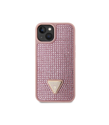 Guess ümbris iPhone 14 Pro 6.1 GUHCP14SHDGTPP roosa kõva korpuse Rhinestone Triangle jaoks