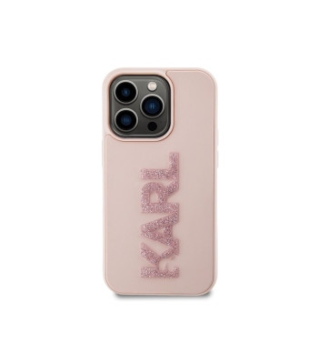 Karl Lagerfeldi ümbris iPhone 15 Pro 6.1 KLHCP15L3DMBKCP roosa HC 3D Logo Glitter jaoks