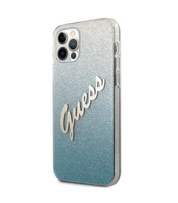 Guess ümbris iPhone 12 / 12 Pro 6.1 GUHCP12MPCUGLSBL sinine kõva ümbris Glitter Gradient Script