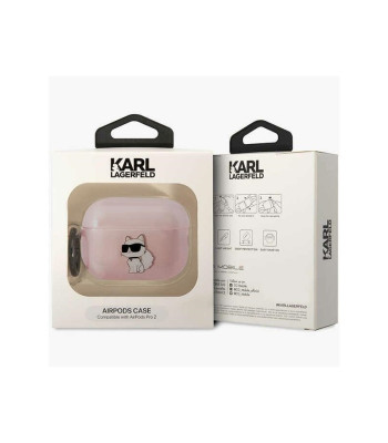 Karl Lagerfeldi ümbris AirPods Pro 2 KLAP2HNCHTCP roosa TPU NFT Choupette jaoks