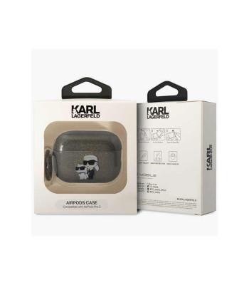 Karl Lagerfeldi ümbris AirPods Pro 2 jaoks KLAP2HNKCTGK must TPU Glitter NFT Karl-Choupette