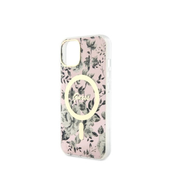 Guess ümbris iPhone 14 6.1 GUHMP14SHCFWSP roosa kõva ümbris Magsafe IML Flower