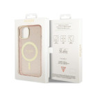 Guess ümbris iPhone 14 6.1 GUHMP14SHCMCGP roosa kõva ümbris Magsafe IML Glitter Gold