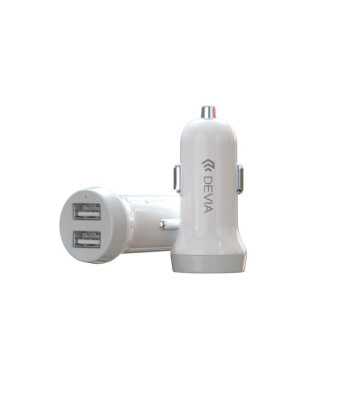 Devia autolaadija Smart 2x USB 3.1A valge + Lightning kaabel