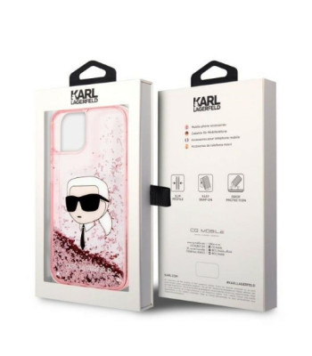 Karl Lagerfeldi ümbris iPhone 14 Pro 6.1 KLHCP14LLNCHCP roosa kõva ümbris Liquid Glitter NFT Choupette Head