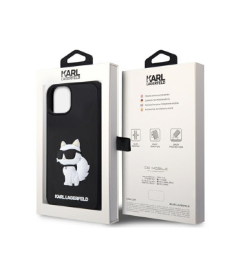 Karl Lagerfeldi ümbris iPhone 14 6.1 KLHCP14S3DRKHNK must kõva ümbris 3D Rubber Choupette NFT