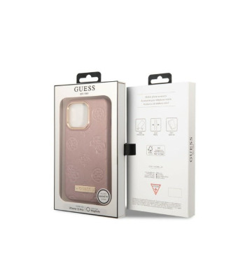 Guess Case iPhone 13 / 13 Pro 6.1 GUHMP13LSAPSPTP roosa kõva ümbris, pojengi logoplaat MagSafe