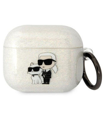 Karl Lagerfeld ümbris Airpods 3 jaoks KLA3HNKCTGT läbipaistev Gliter Karl-Choupette