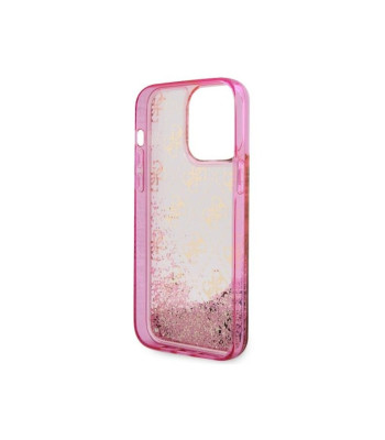 Guess ümbris iPhone 14 Pro 6.1 GUHCP14LLC4PSGP roosa kõva ümbris Liquid Glitter 4G läbipaistev